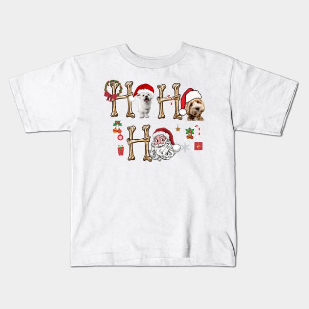 HO HO HO Christmas Dogs Shirt Santa Claus Gift Present Kids T-Shirt by yayashop